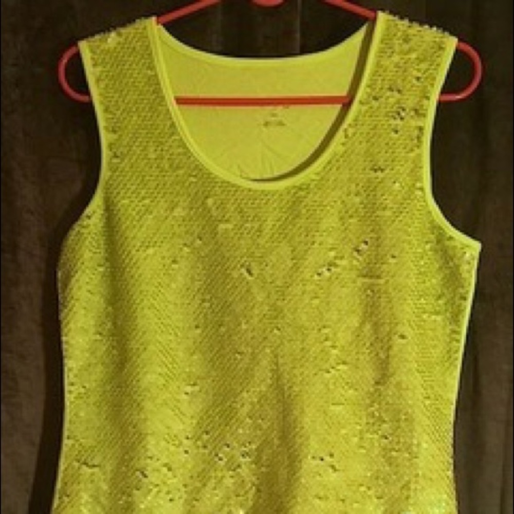INSPIRED STYLE FLOURESCENT NEON YELLOW SEQUIN TANK